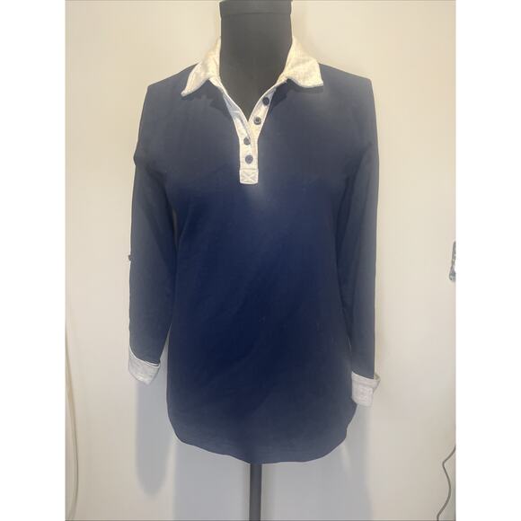 Duluth Trading Company Navy Blue Long Sleeve Collared Camp Shirt Medium Women’s - Picture 1 of 6